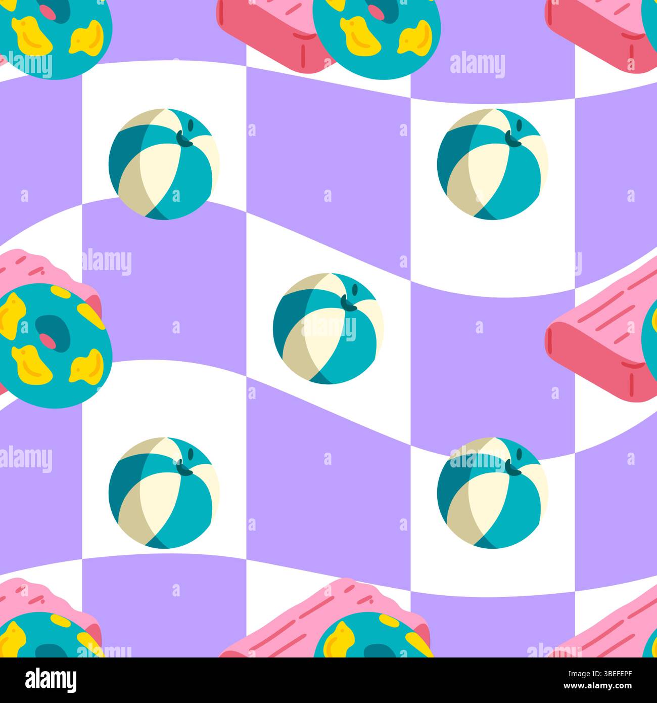 Playful Pool Toy Seamless Pattern Stock Vector