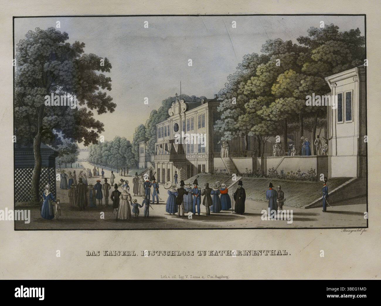 Imperial summer residence in Kadriorg, Tallinn, Estonia. Joseph Steingrübel (1804-1838) after Theodor Gehlhaar (1805-1871). Coloured lithography, 1835. Kadriorg Art Museum. Tallinn, Estonia. Stock Photo