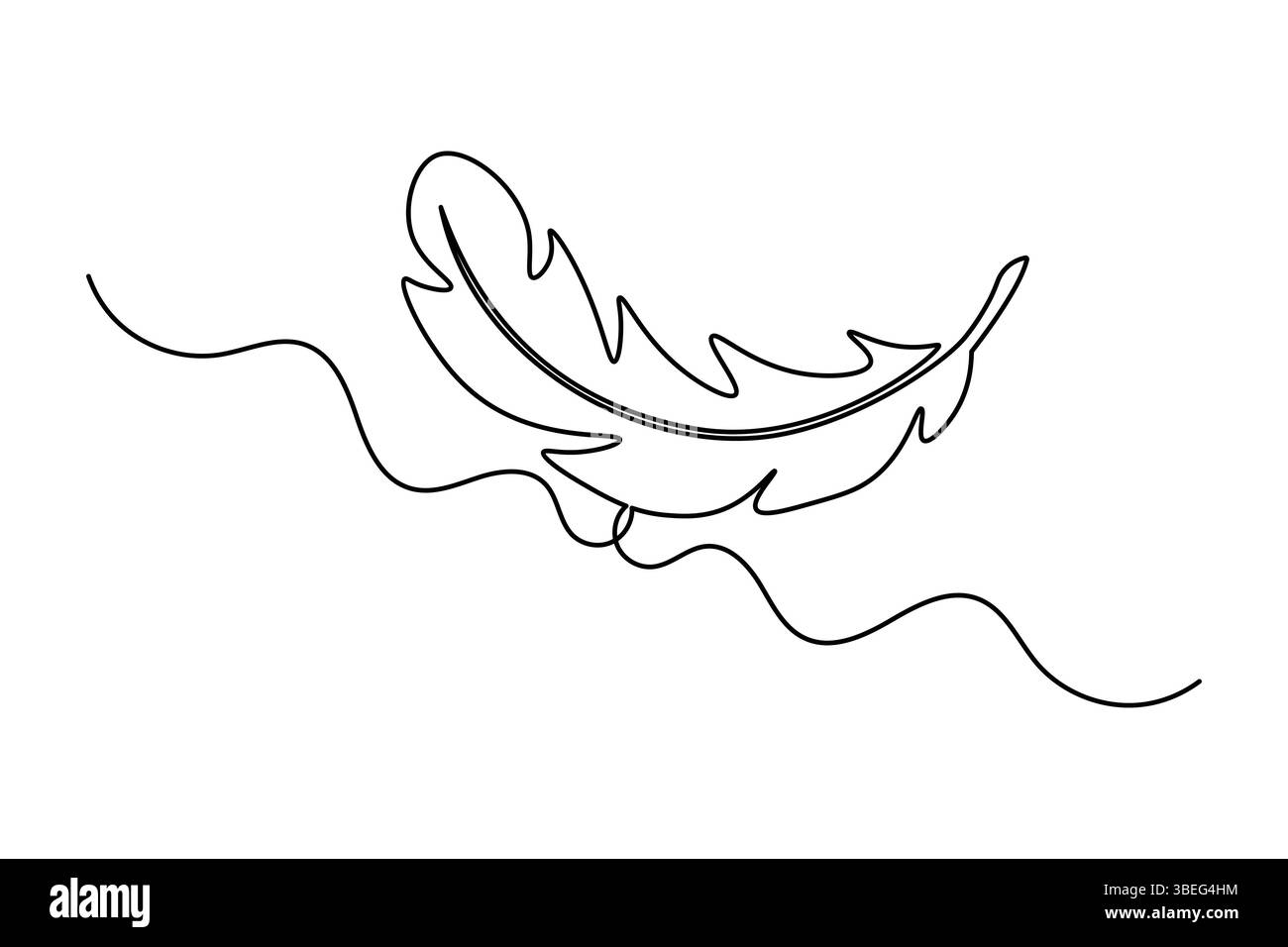 Continuous one line art drawing of Bird feather outline vector ...