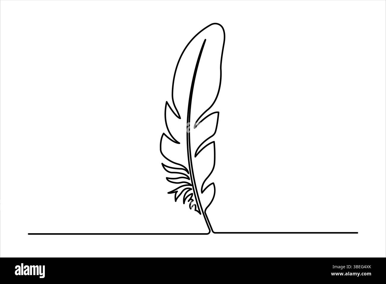 Continuous one line art drawing of Bird feather outline vector ...