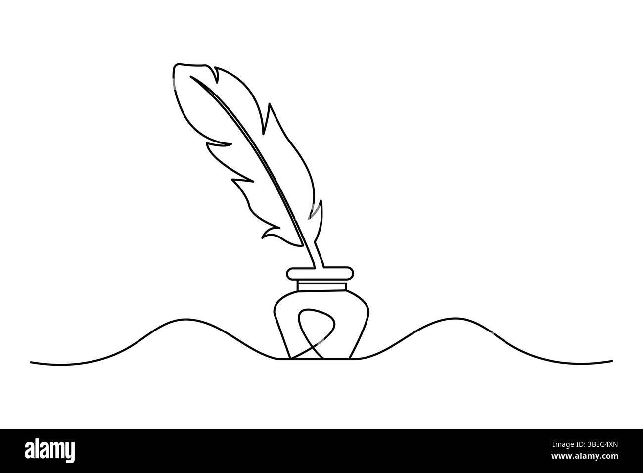 Continuous one line art drawing of Bird feather outline vector ...