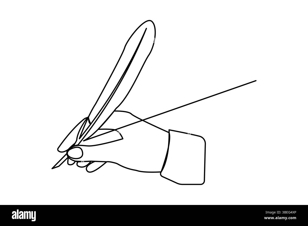 Continuous one line art drawing of Bird feather outline vector ...