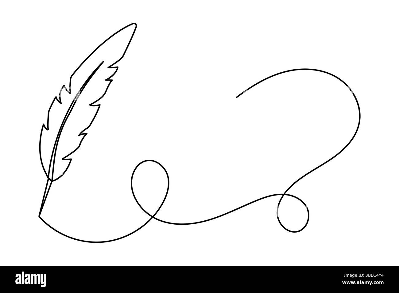 Continuous one line art drawing of Bird feather outline vector ...