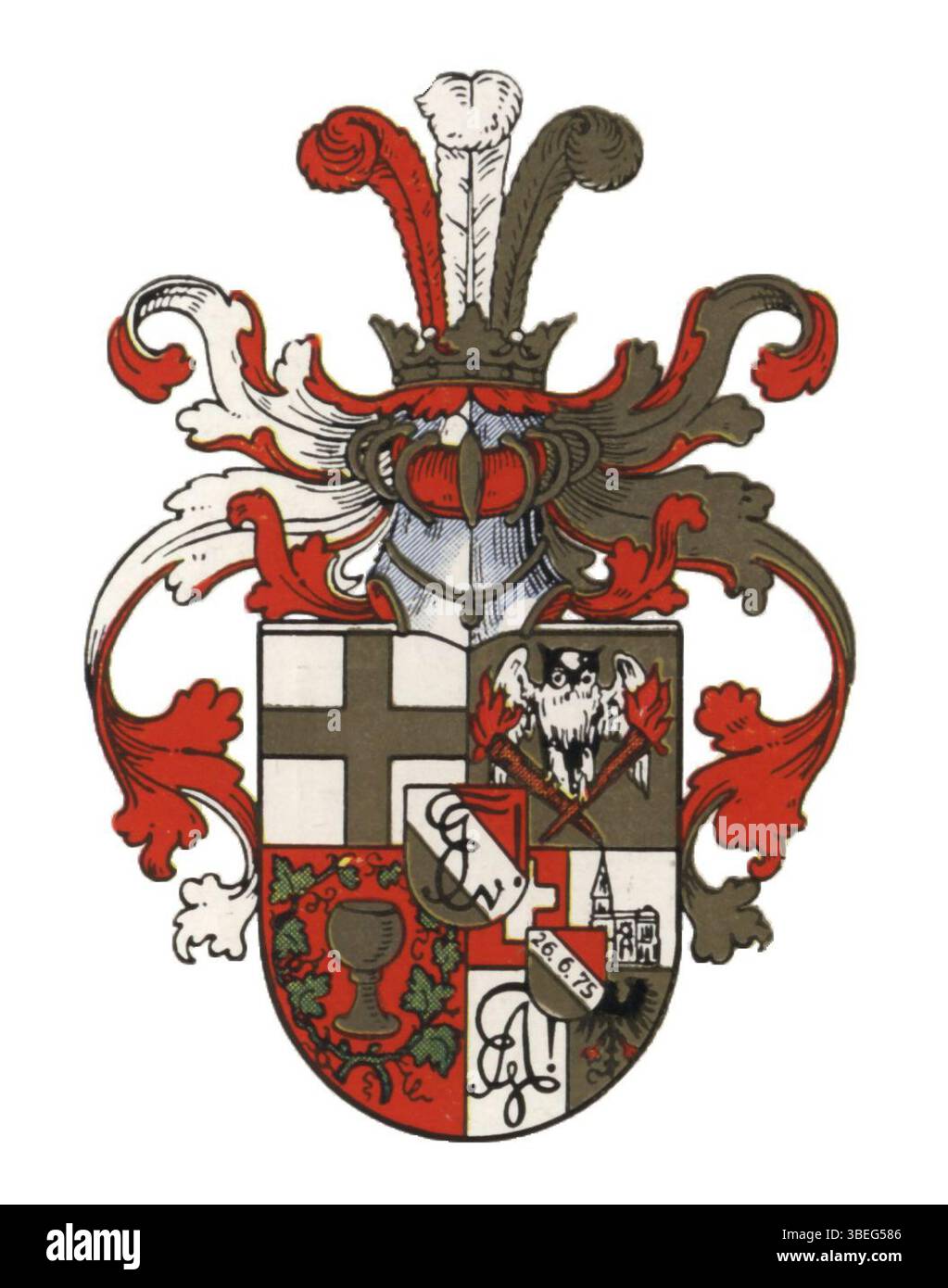 The coat of arms of KV Frankonia from the book *Akademisches Deutschland Bd. 4*, edited by Michael Doeberl, published on November 1, 1931. This emblem reflects the academic and historical identity of the KV Frankonia student organization in Strasbourg. Stock Photo