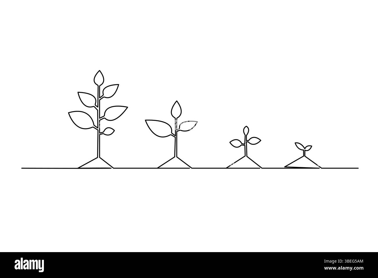 Growth plant processing continuous one line art drawing of isolated ...