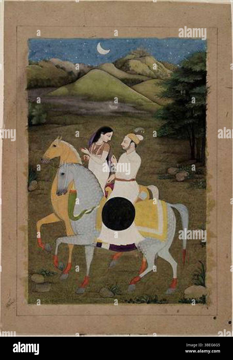 Rajpot Rani A miniature painting from the early 19th century depicting Raja Baj ...