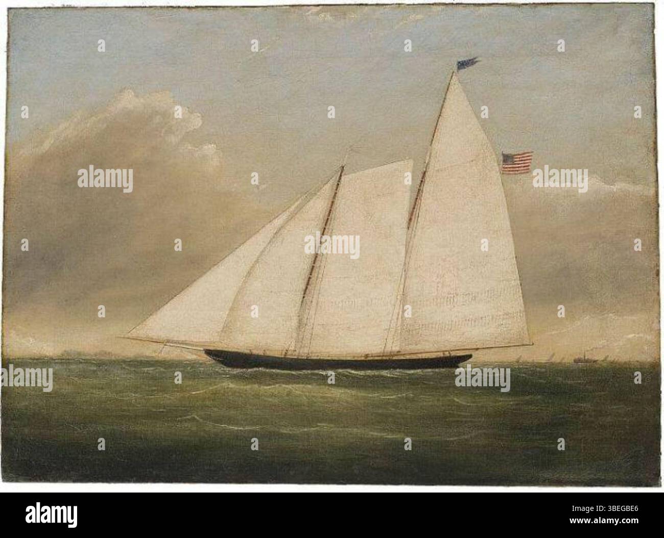 The painting of Yacht 'America', created in 1851, depicts the famous ...