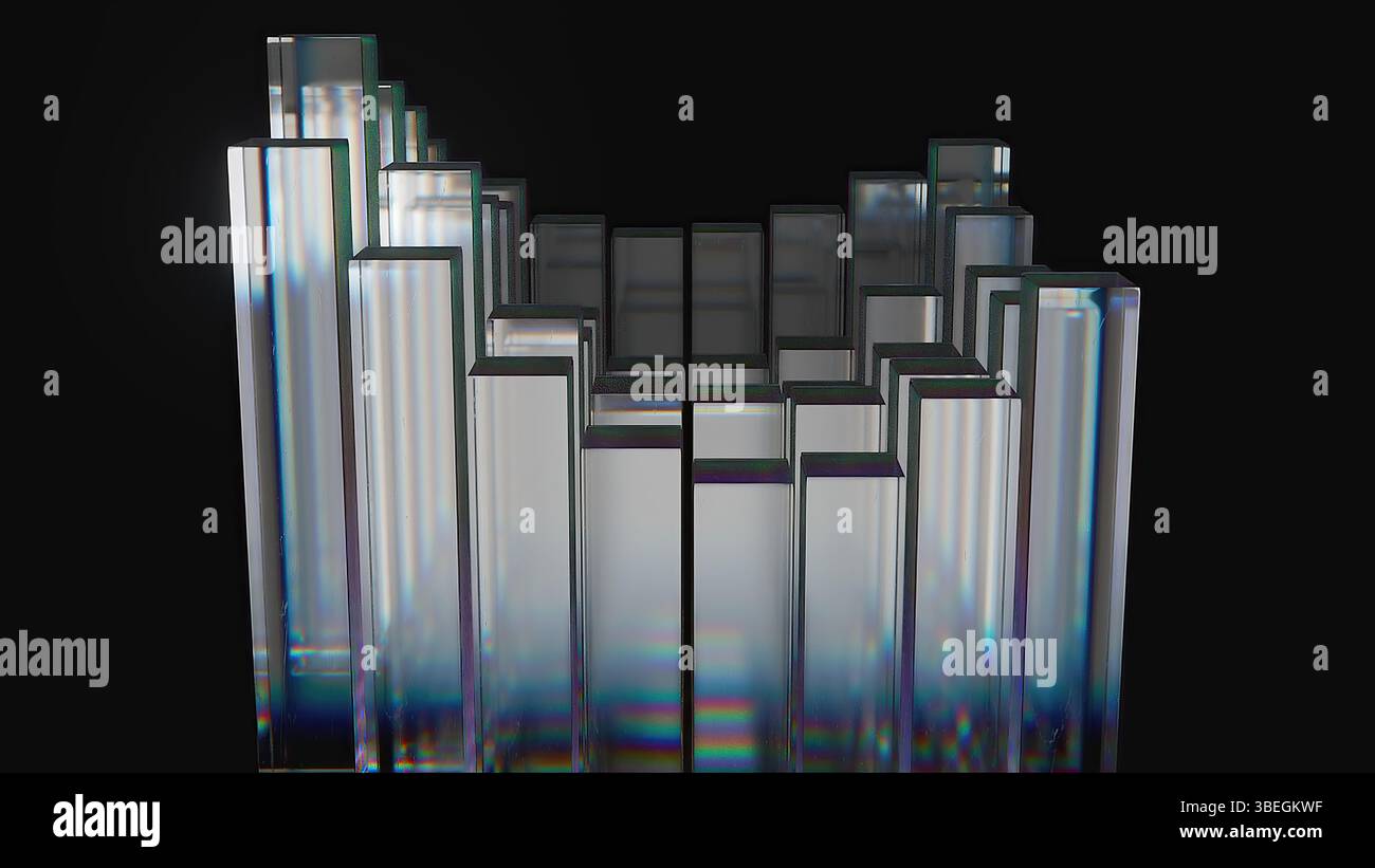 Waves glass cylinders. Computer generated 3d render Stock Photo