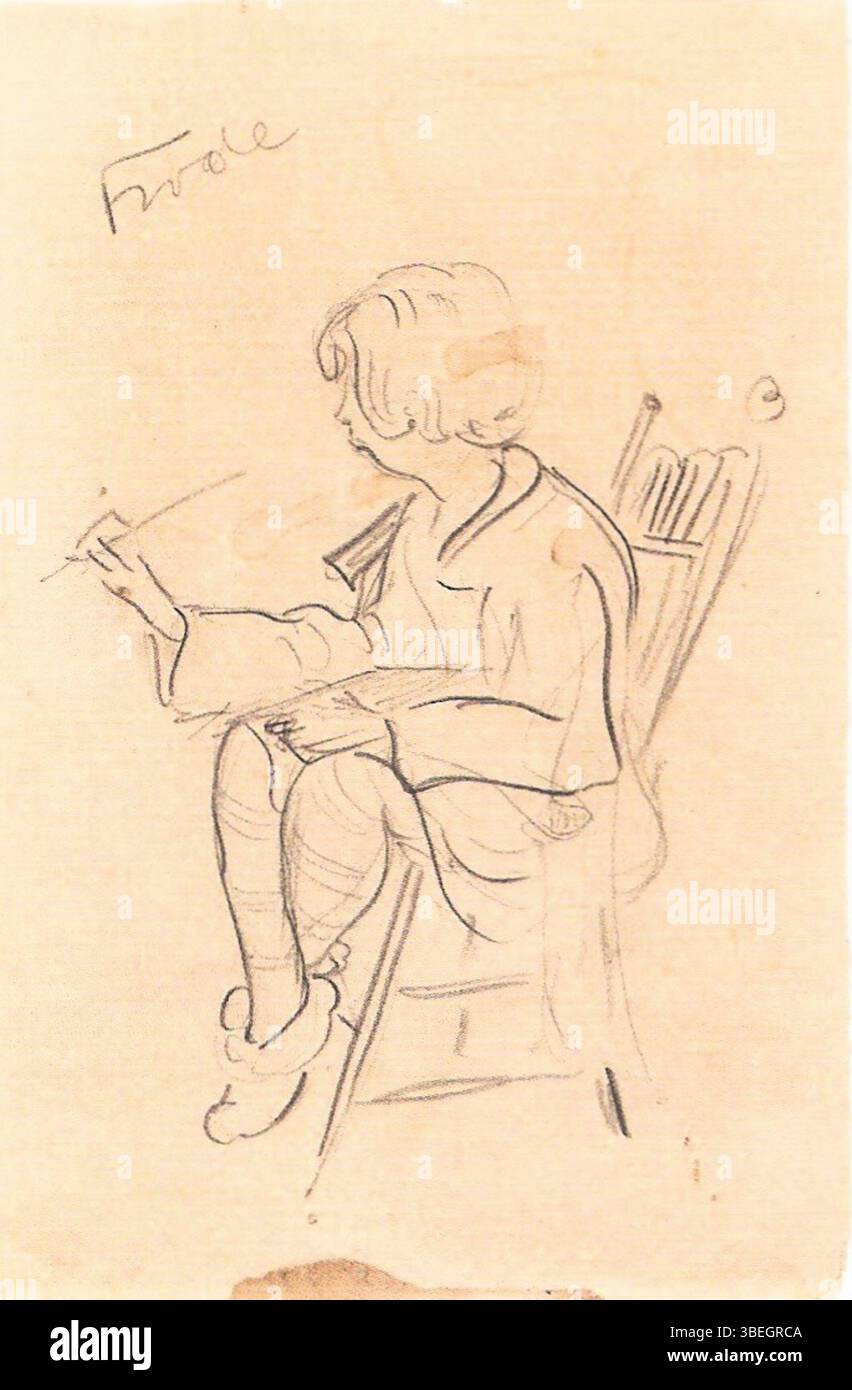 A drawing from 1925 or 1926 by Kirsten Kjær, depicting Frode Nielsen ...