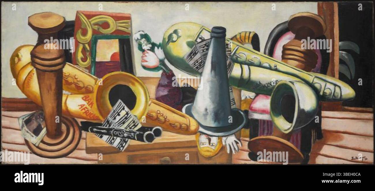 'Still Life with Saxophones' (1926) by Max Beckmann showcases a ...