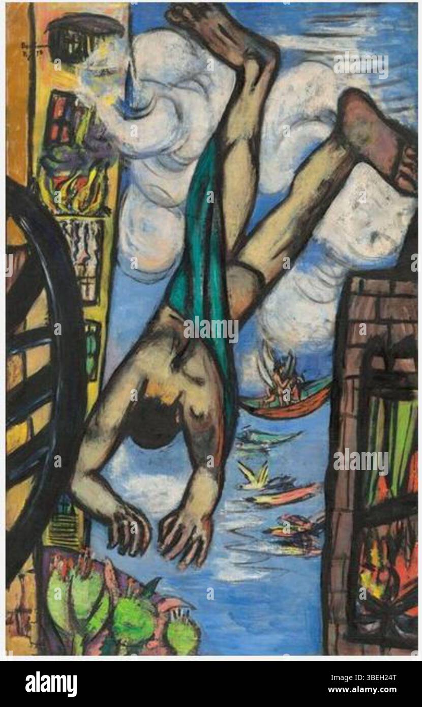 Max Beckmann's 1950 painting 'Falling Man' depicts a dramatic and ...