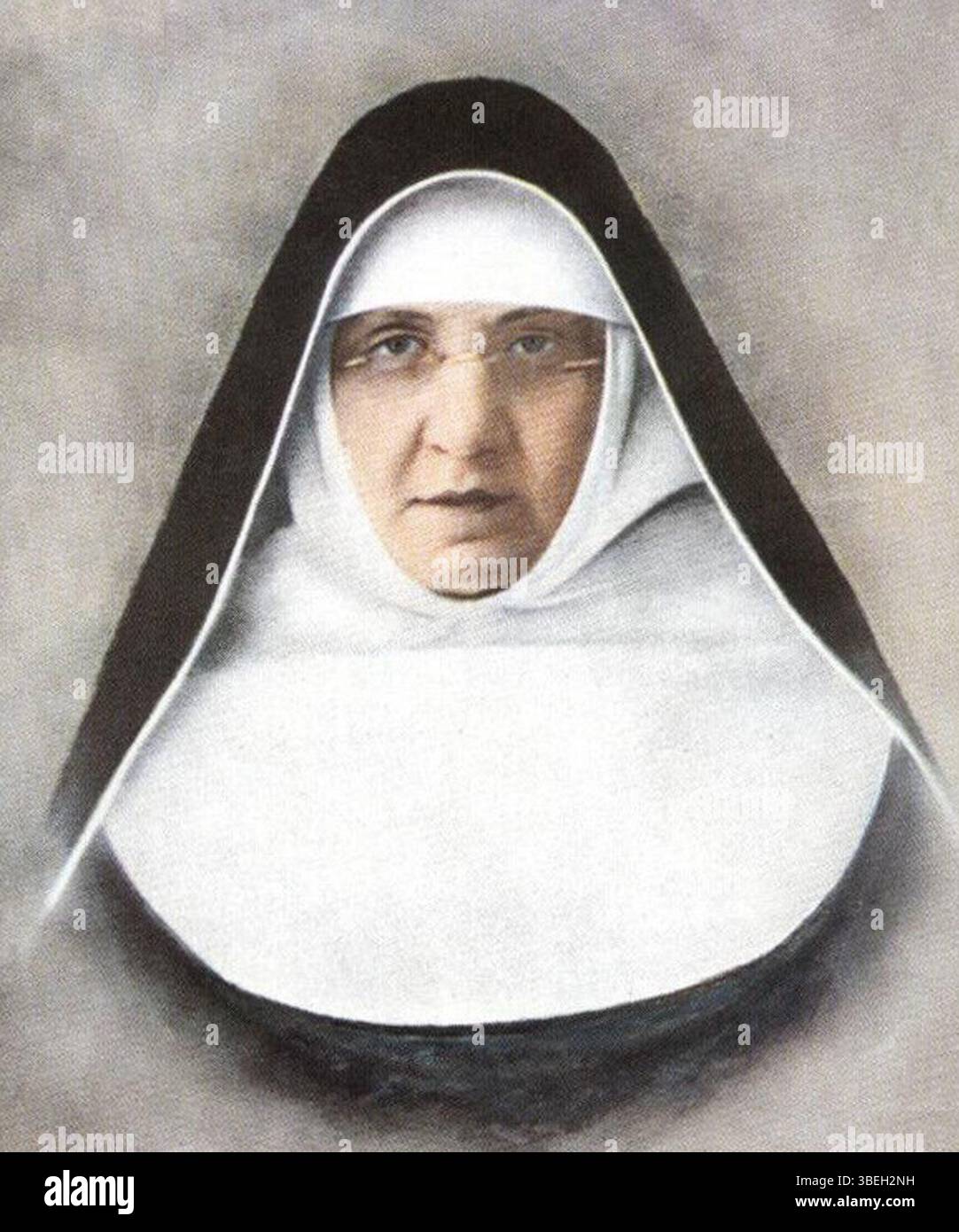 An ancient prayer card of Venerable Sister Maria Dolores Inglese, placed in the public domain by the Sanctuary of Our Lady of Sorrows in Rovigo, Italy. The card is an important religious artifact. Stock Photo