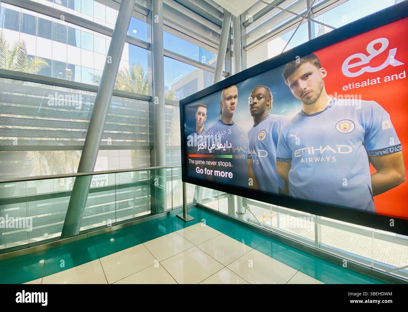 Etisalat Manchester City Advertising Dubai - Smartphone Captured Stock Image