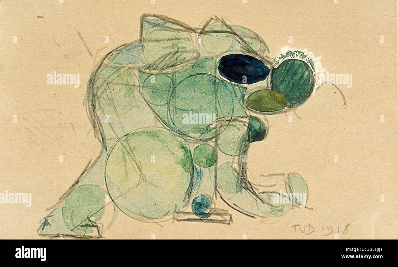 Theo van Doesburg’s 1916 drawing 'A Woman Playing Tennis' reflects his ...