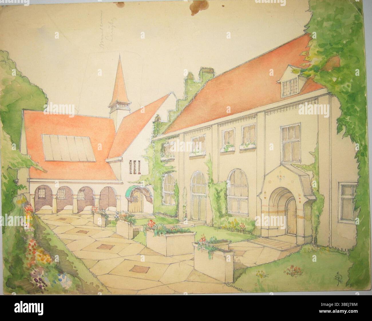 This 1931 perspective drawing by Hendrik Luyten and Dr. P.J.H. Cuypers illustrates the design for the expansion of Cuyperspand, intended for the establishment of the Gemeentemuseum. Stock Photo