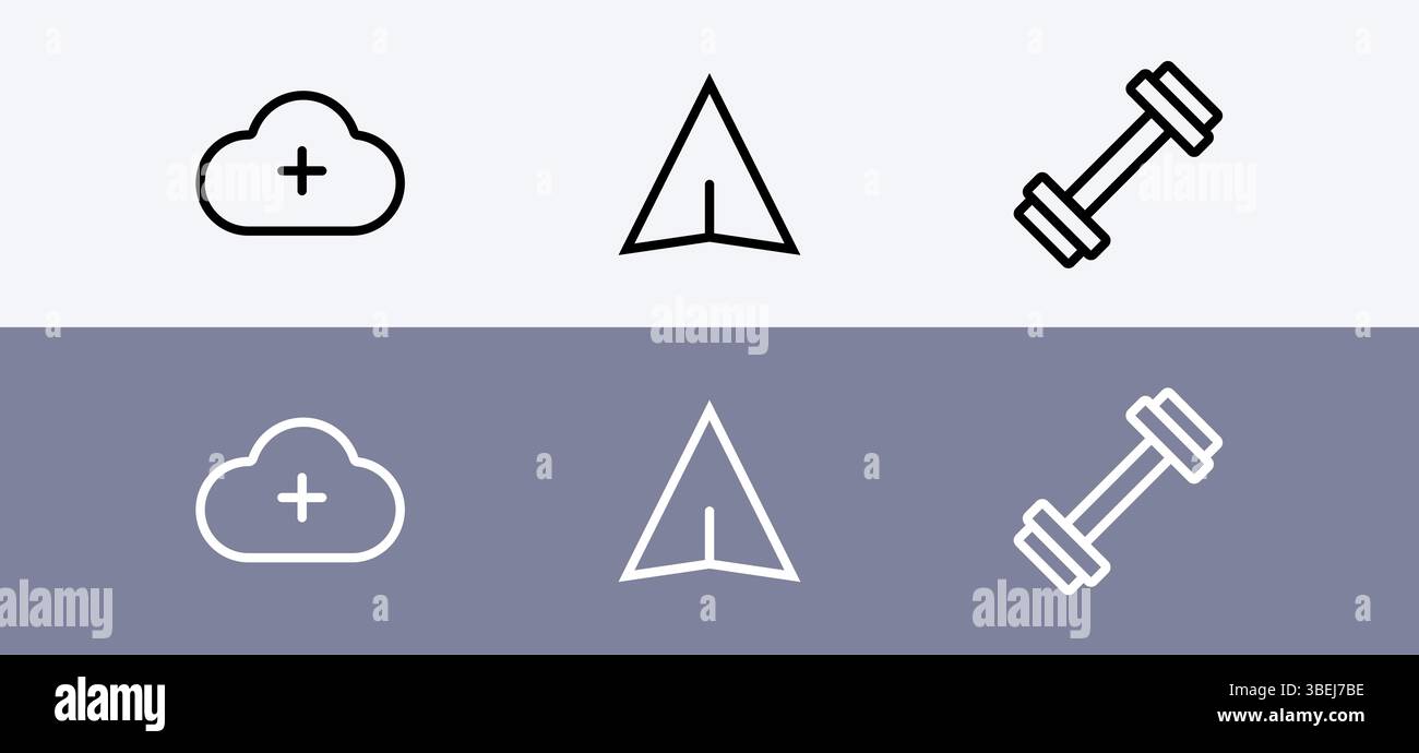Basic icon pack - add to cloud, share and weight icon. Stock Vector