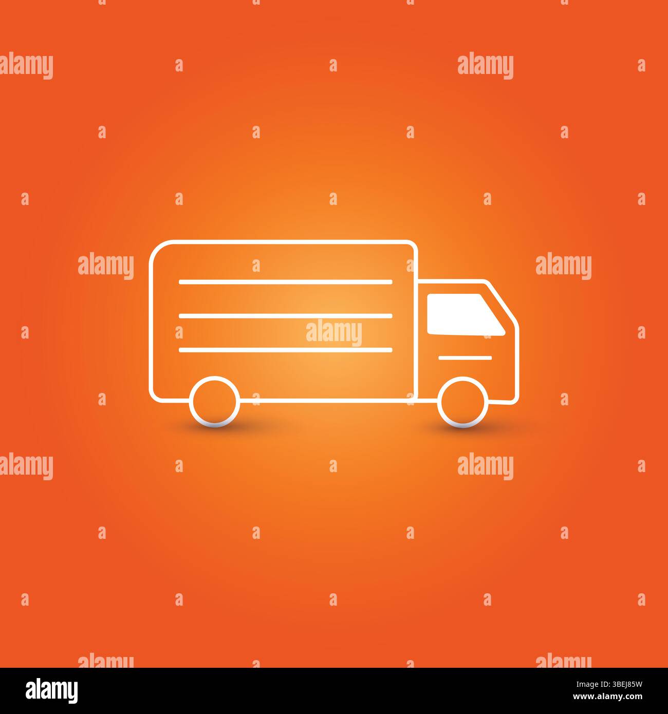 Minimalist White Delivery Truck Icon on a Gradient Orange Background ...