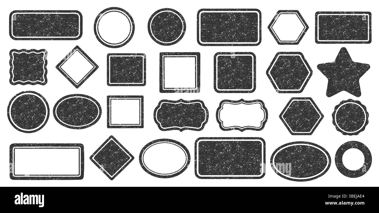 Stamps frames vector icon shape set. Stamp grunge ink rubber labels ...