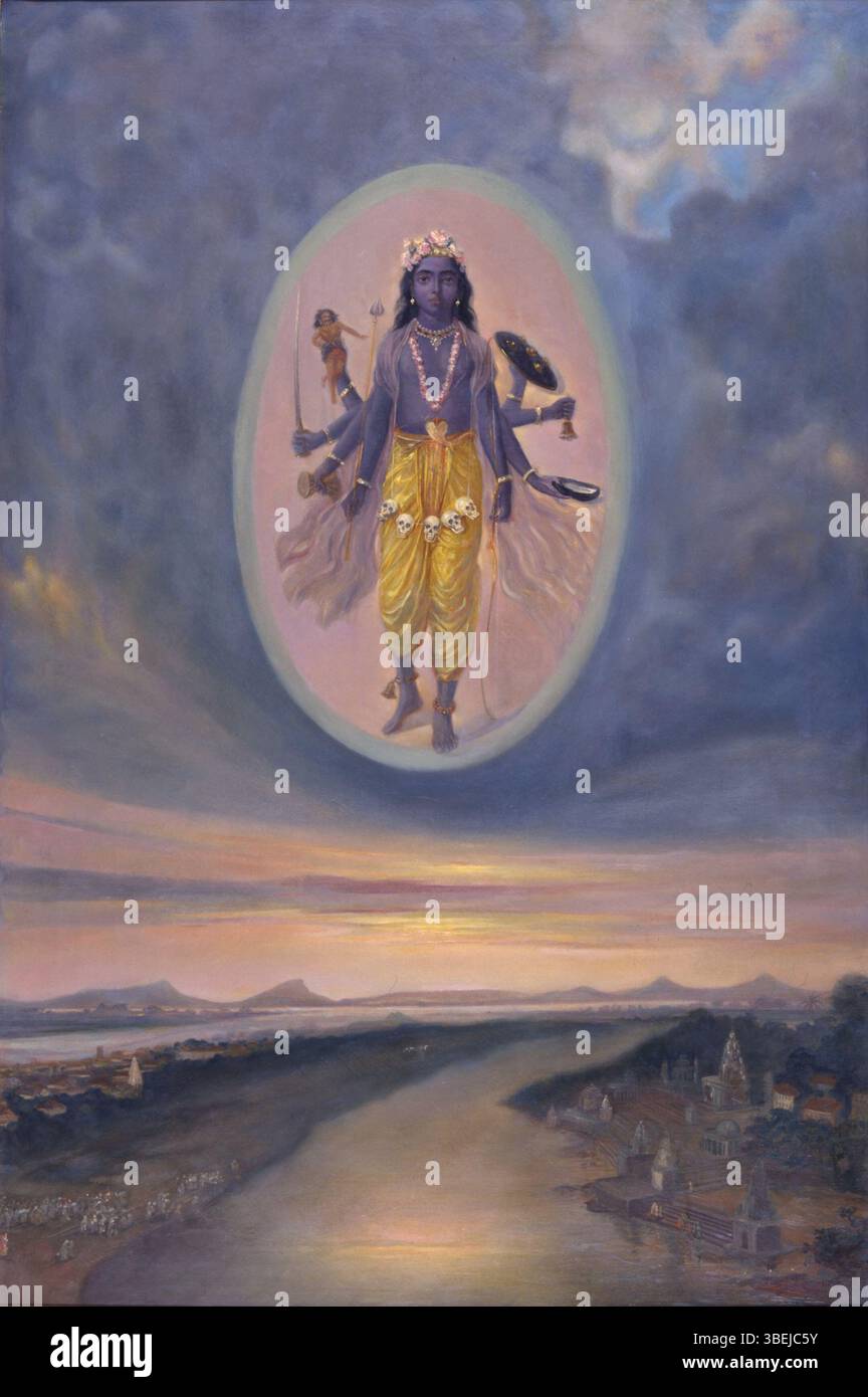 This early 20th century artwork by m v dhurandhar depicts the goddess