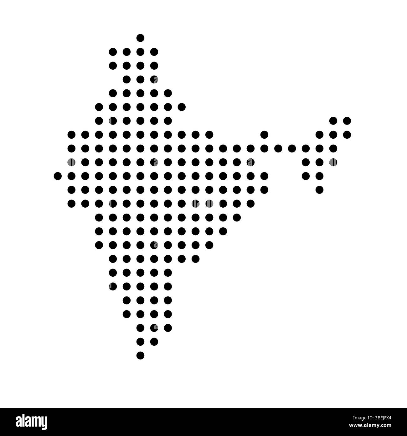 India country dotted map. Black spot pixel illustration isolated on white background. Vector circle mosaic. Stock Vector