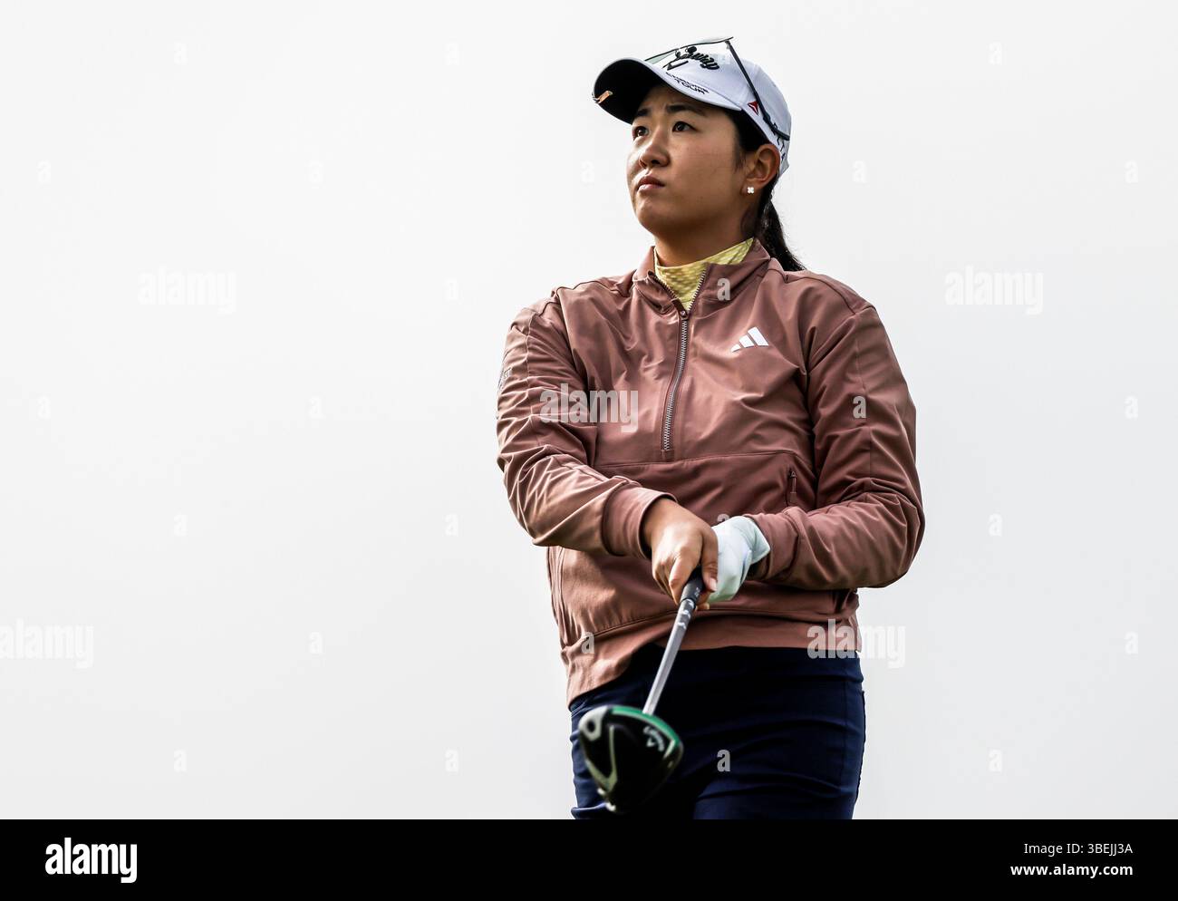Rose Zhang of the US watches her tee shot on the 1st hole during the