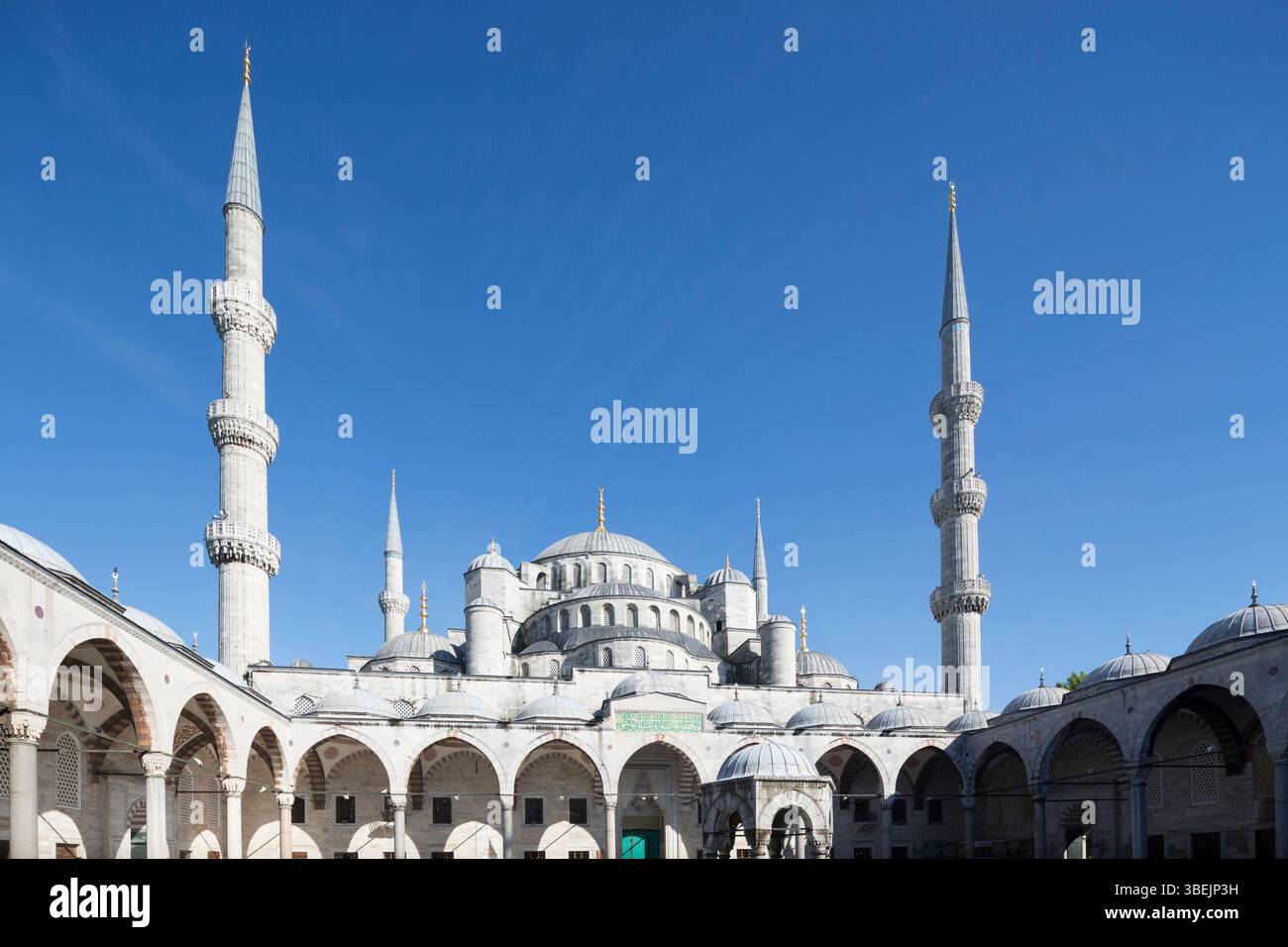 Turkey, Istanbul, the inner courtyard of the Sultan Ahmed Mosque ...