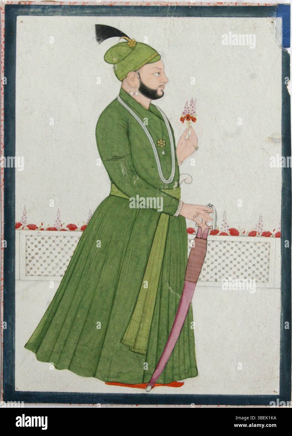A miniature painting from the late 17th or early 18th century portrays ...