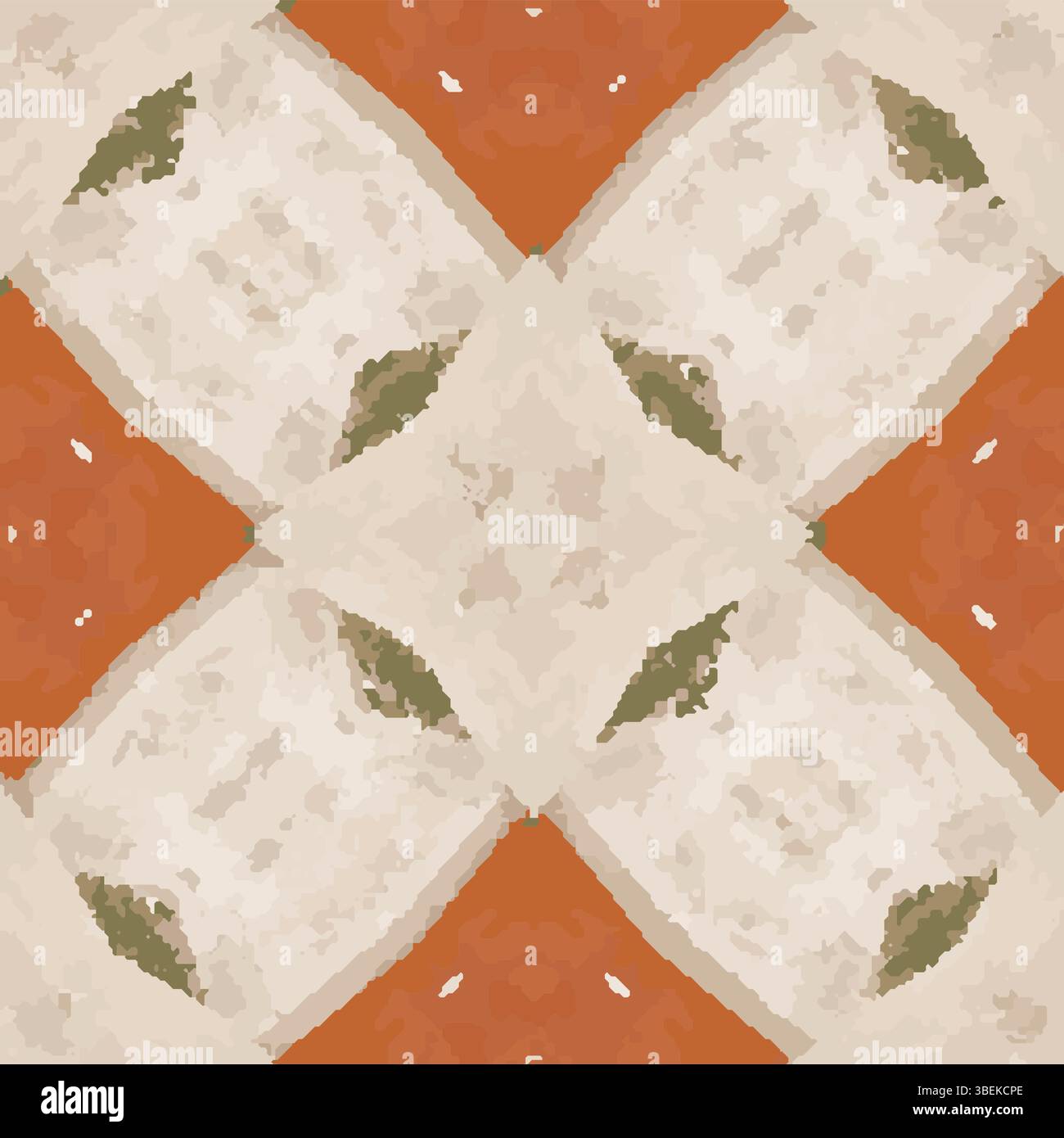 Orange Beige Green Geometric Vector Pattern Stock Vector