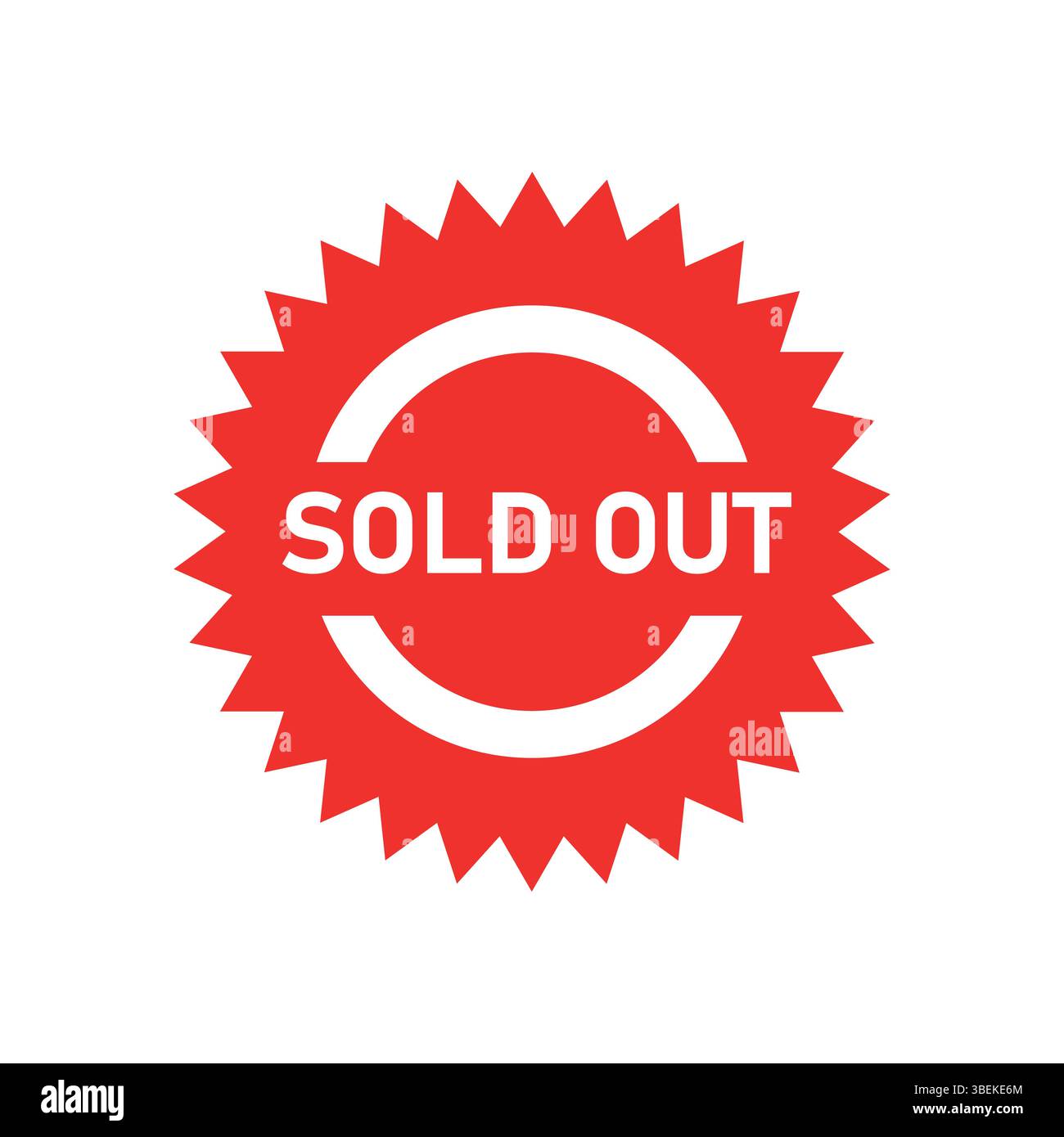 Sold Out Star Badge in Red | Vector Label on White Background Stock Vector