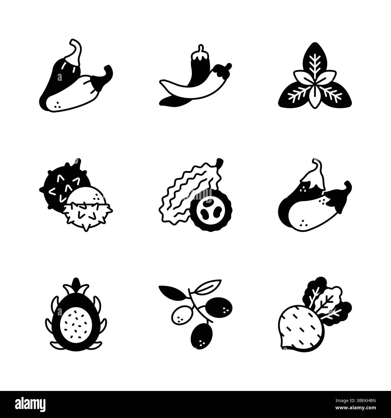 An amazing fruit and vegetable icons set, isolated on white background ...