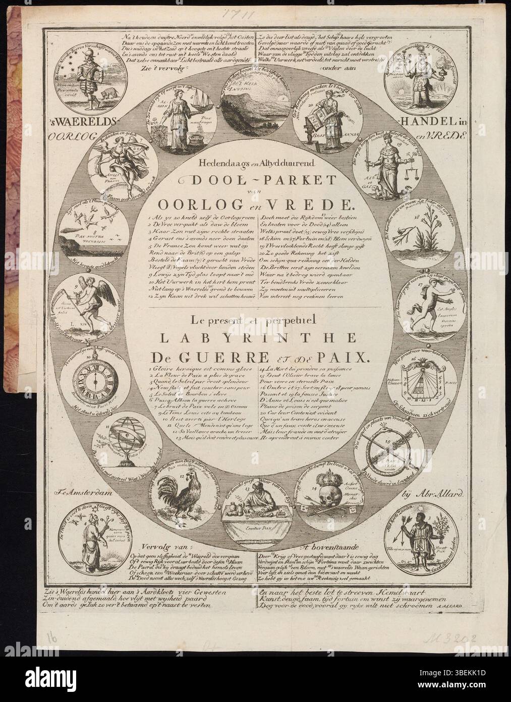 A 1713 engraving by Abraham Allard depicting the perpetual labyrinth of ...