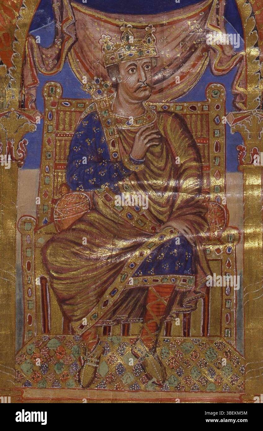 This detail from the *Codex Aureus of Saint Emmeram* shows Charles the ...