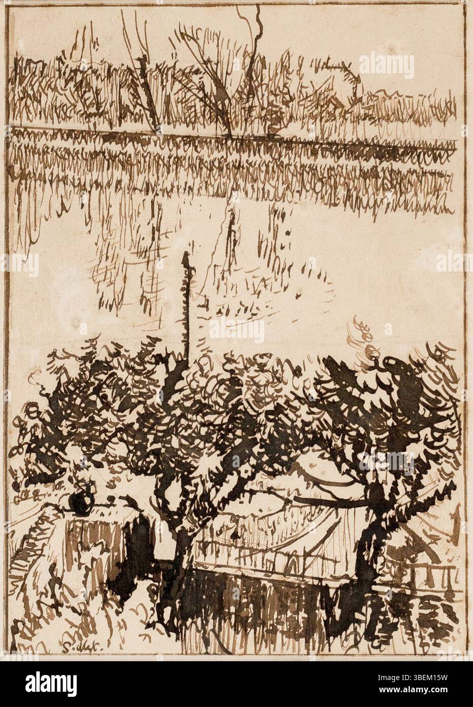 Walter Sickert’s 1910 pen and ink drawing 'The River at Hammersmith ...