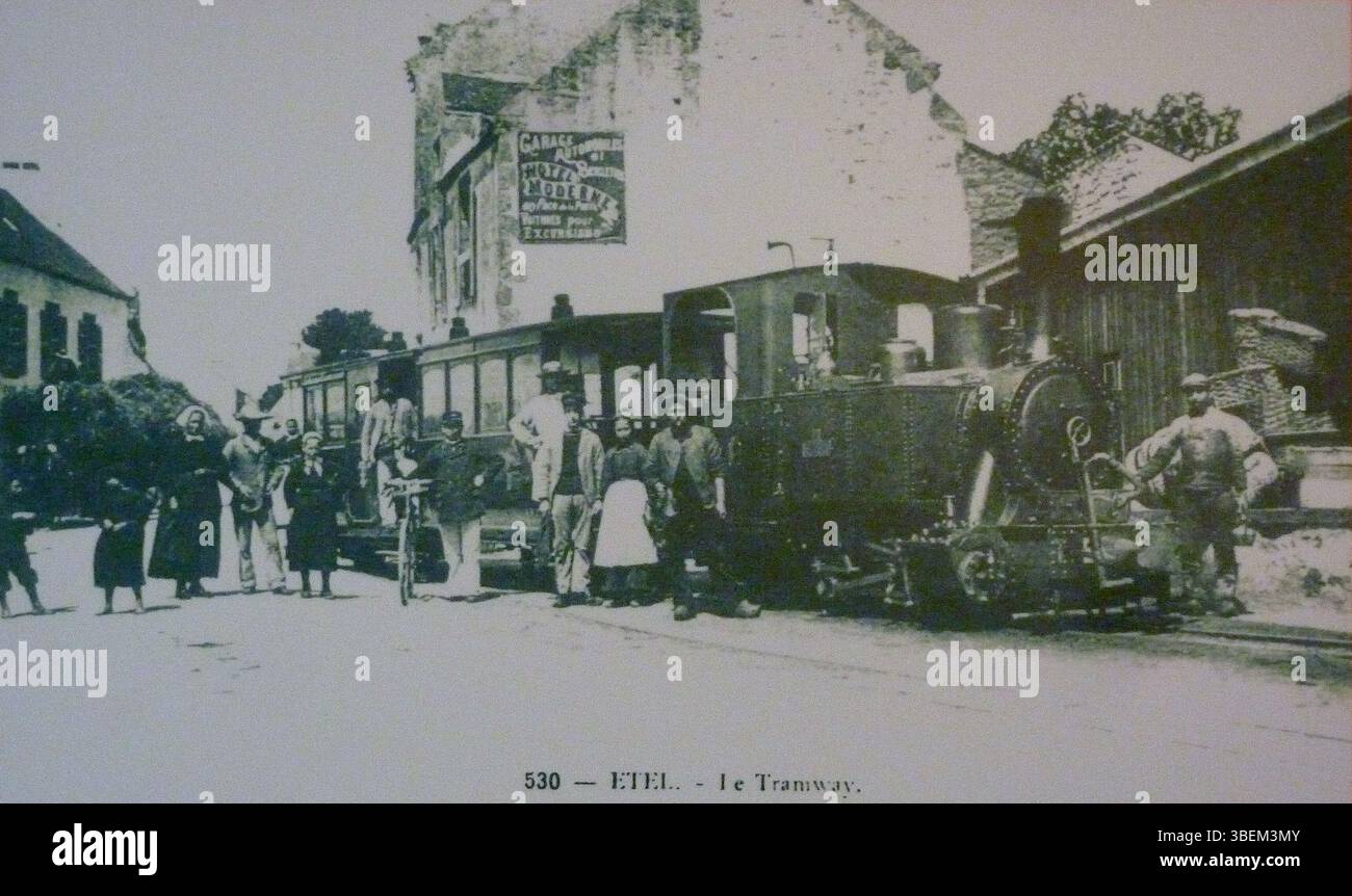 This circa 1925 postcard of Étel shows a tramway, illustrating a ...
