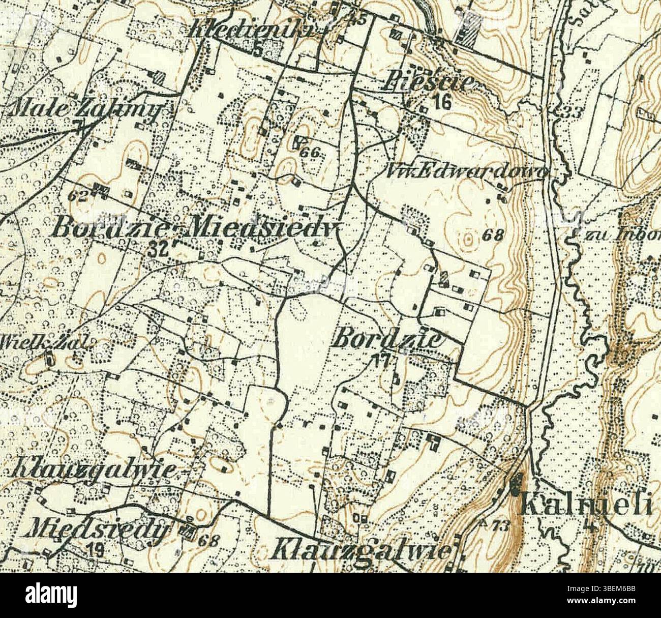 The 1915 map of Barzdiai village, showing the layout and development of ...