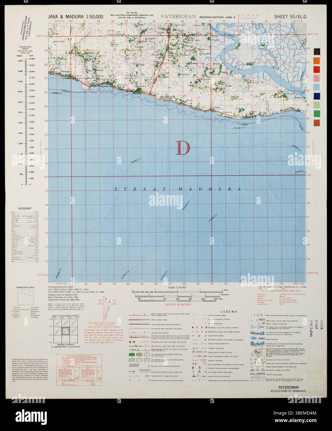 Detailed topographic map of Java and Madura at scale 1:50,000, created ...