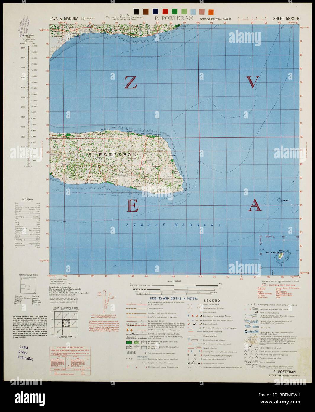This map titled 'Java & Madura 1:50.000', created by the U.S. Defence ...