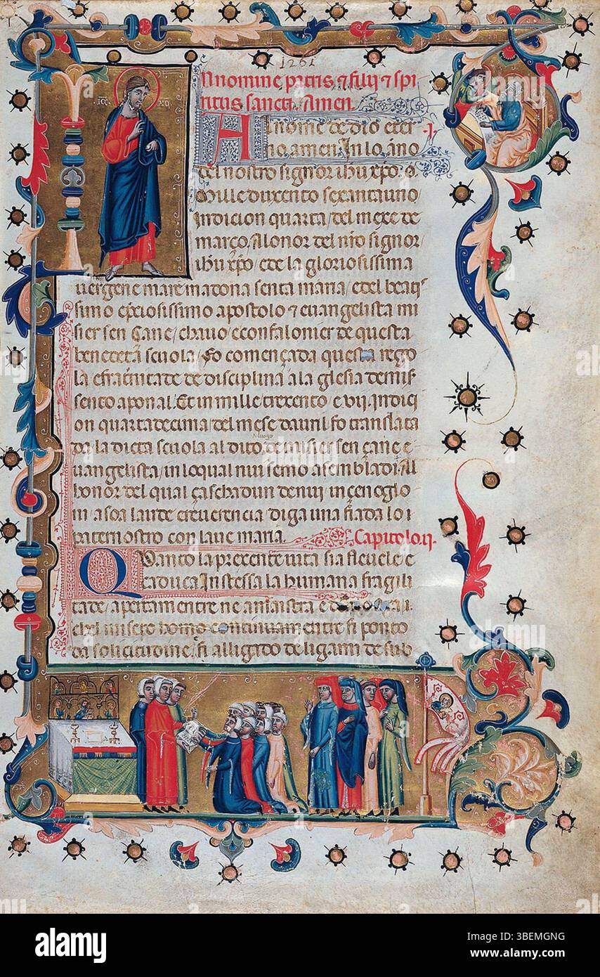 Religious Guilds This early 14th-century manuscript page from the *Mariegola* of the ...