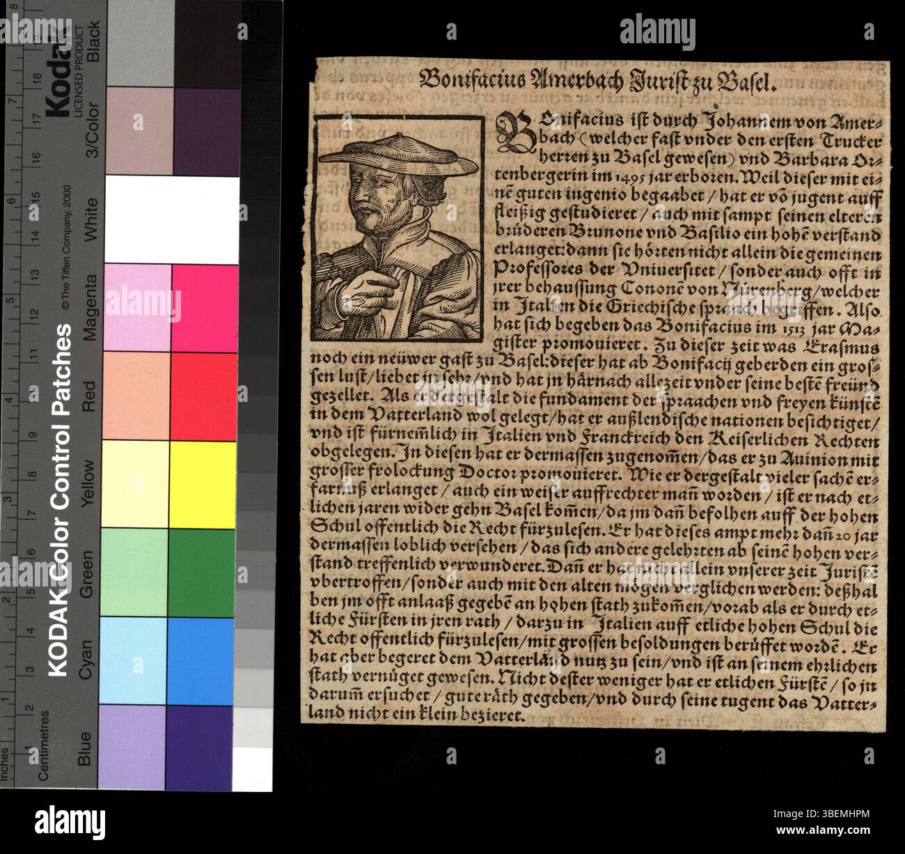Renaissance Intellect This woodcut portrait from 1570 features Bonifacius Amerbach, a key ...