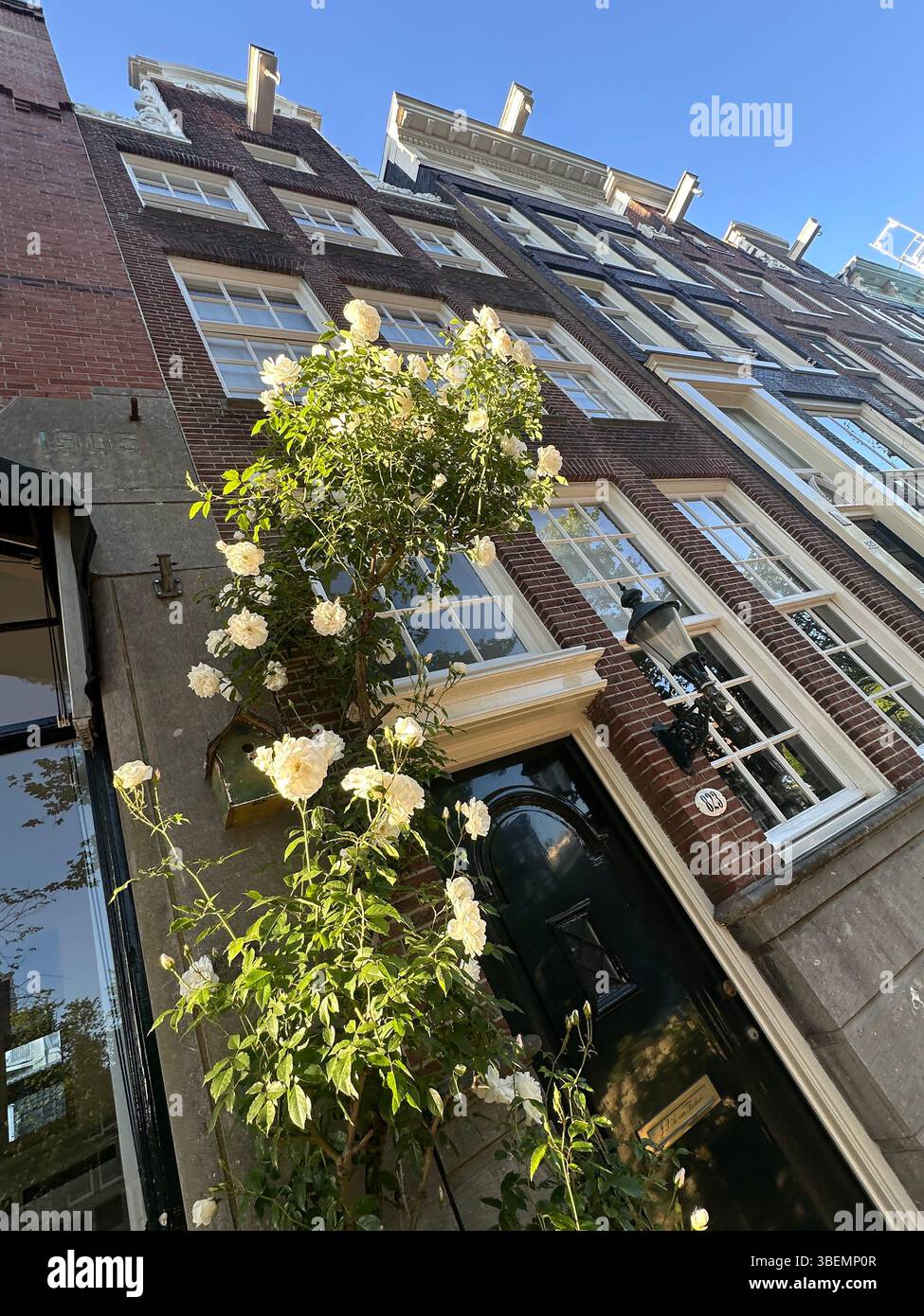 Canals with historic canal houses in summertime on beautiful sunny day. postcards for travel in Europe, The Netherlands. - Smartphone Captured Stock Image