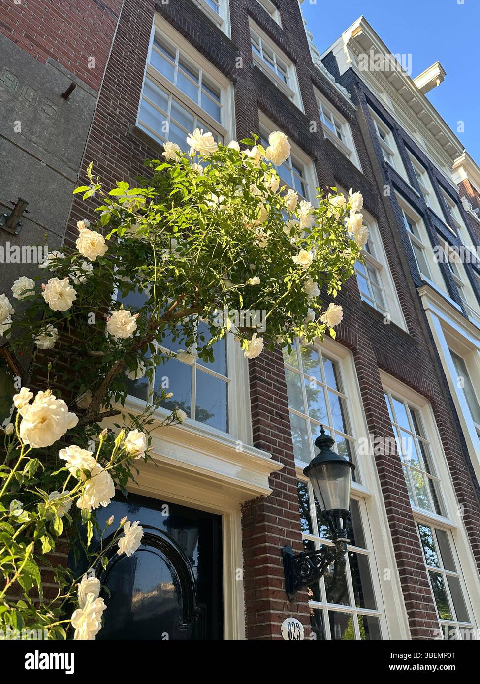 Canals with historic canal houses in summertime on beautiful sunny day. postcards for travel in Europe, The Netherlands. - Smartphone Captured Stock Image
