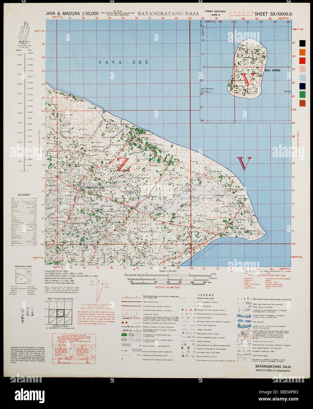 This map titled 'Java & Madura 1:50.000', created by the U.S. Defence ...