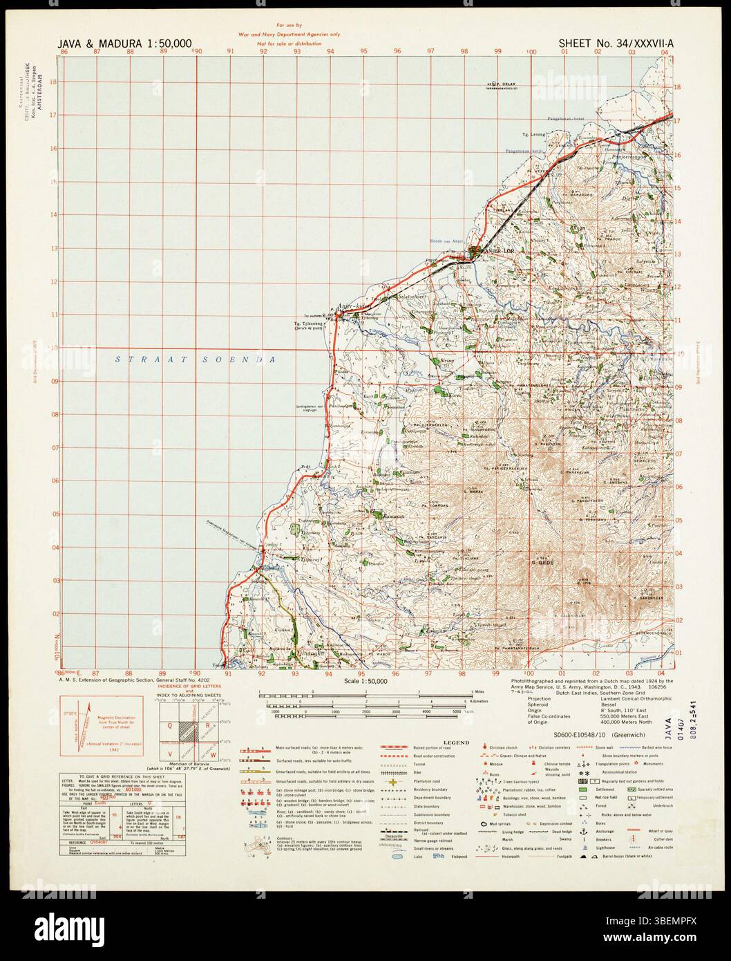 Topographic map of Java and Madura at 1:50,000 scale, produced by the ...