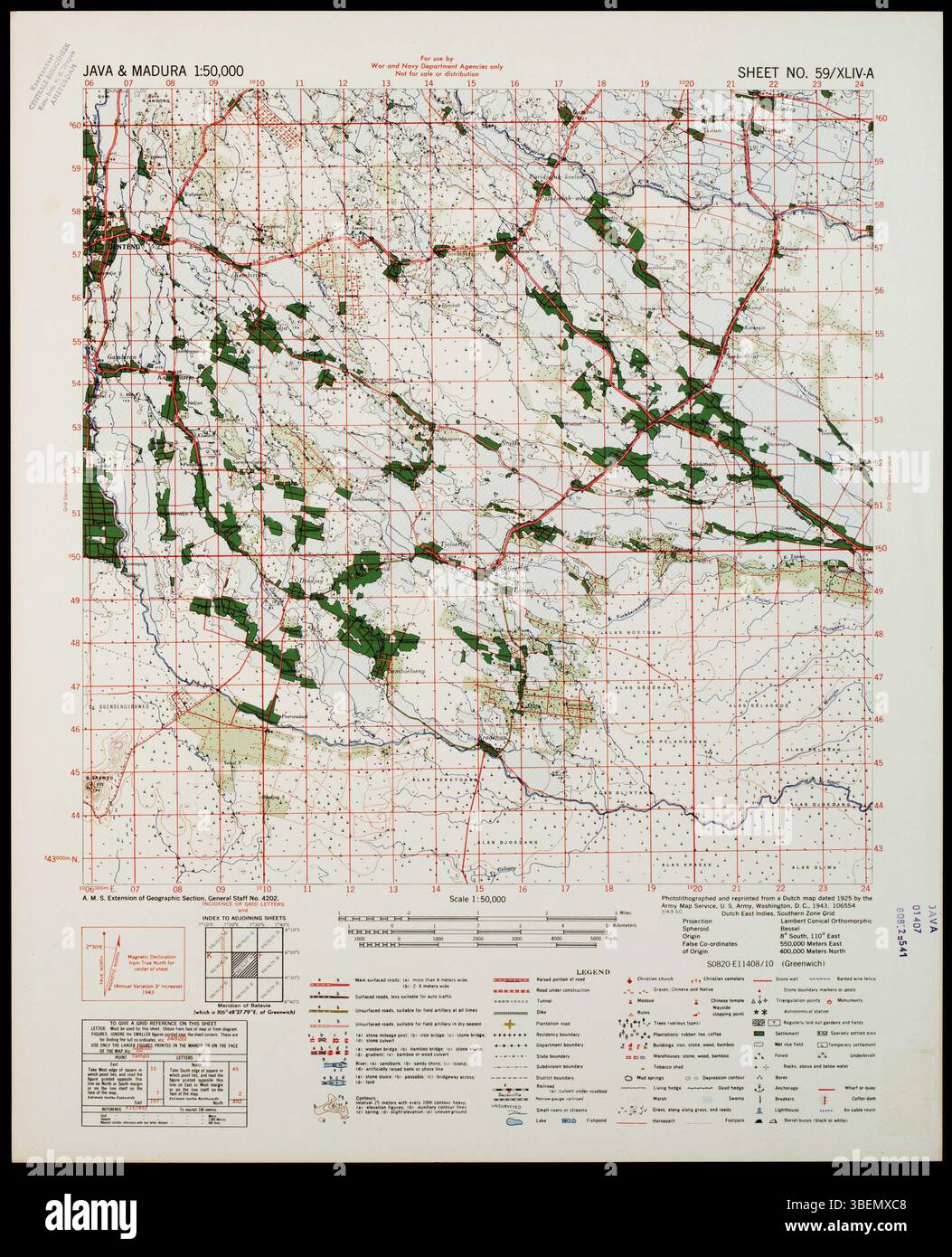 This map from the 'Java & Madura 1:50,000' series by the U.S. Defence ...