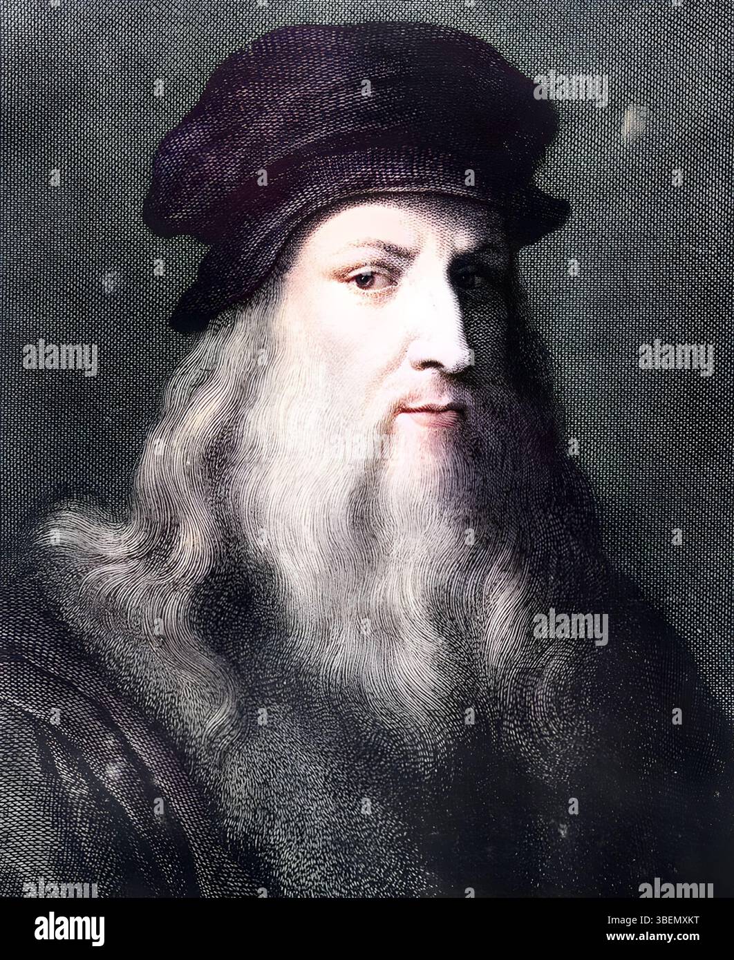 A colorized version of Leonardo da Vinci, the famed polymath from the ...