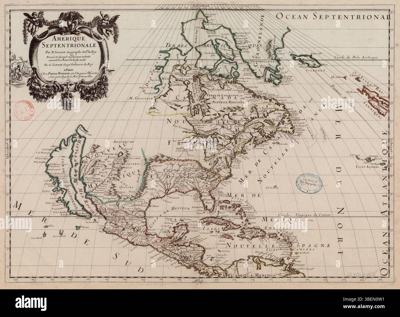 *Amérique septentrionale* (North America) is a 1669 map by Nicolas ...