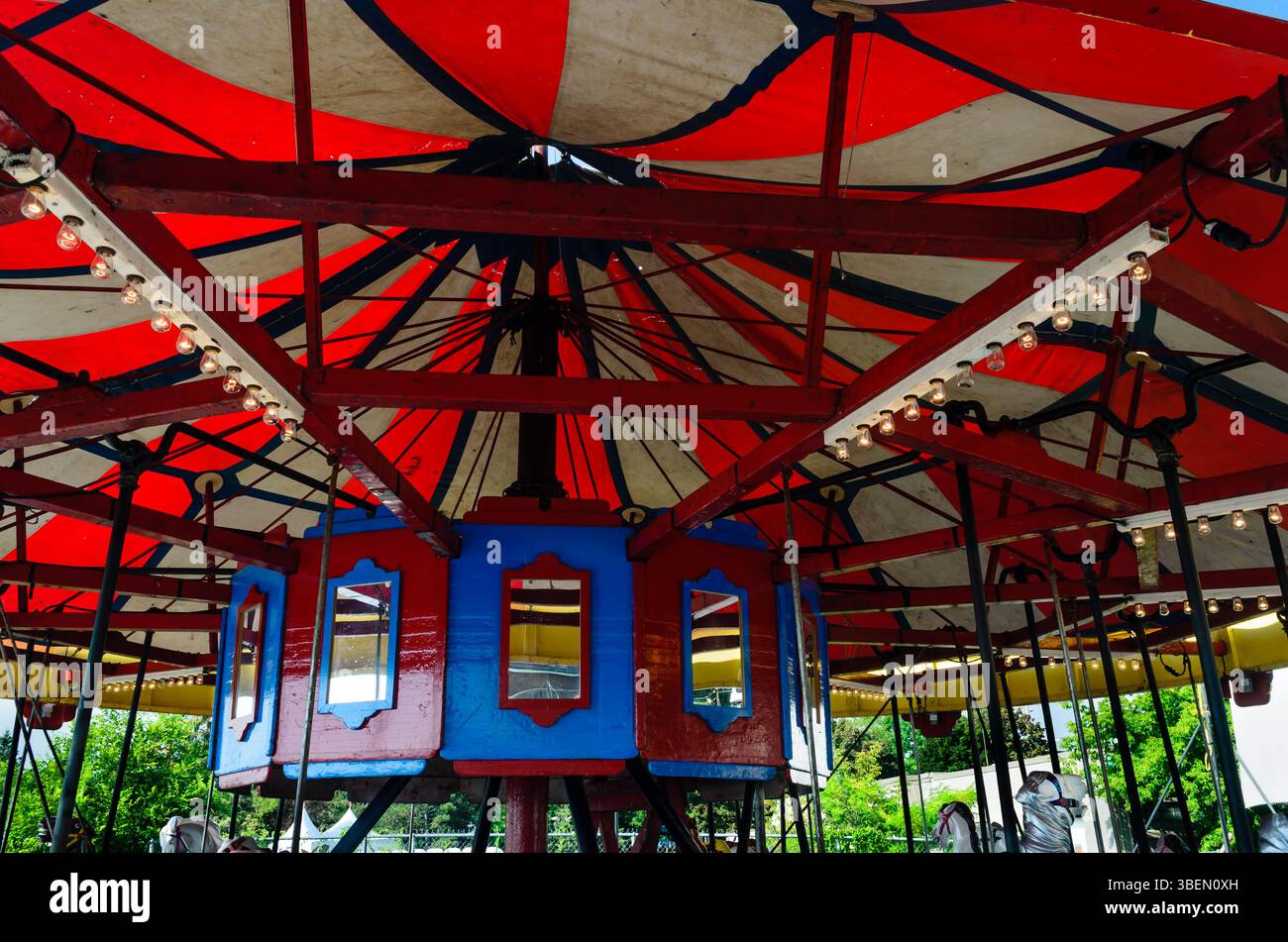 View from inside a Vintage Carousel Horse Ride tent Stock Photo - Alamy