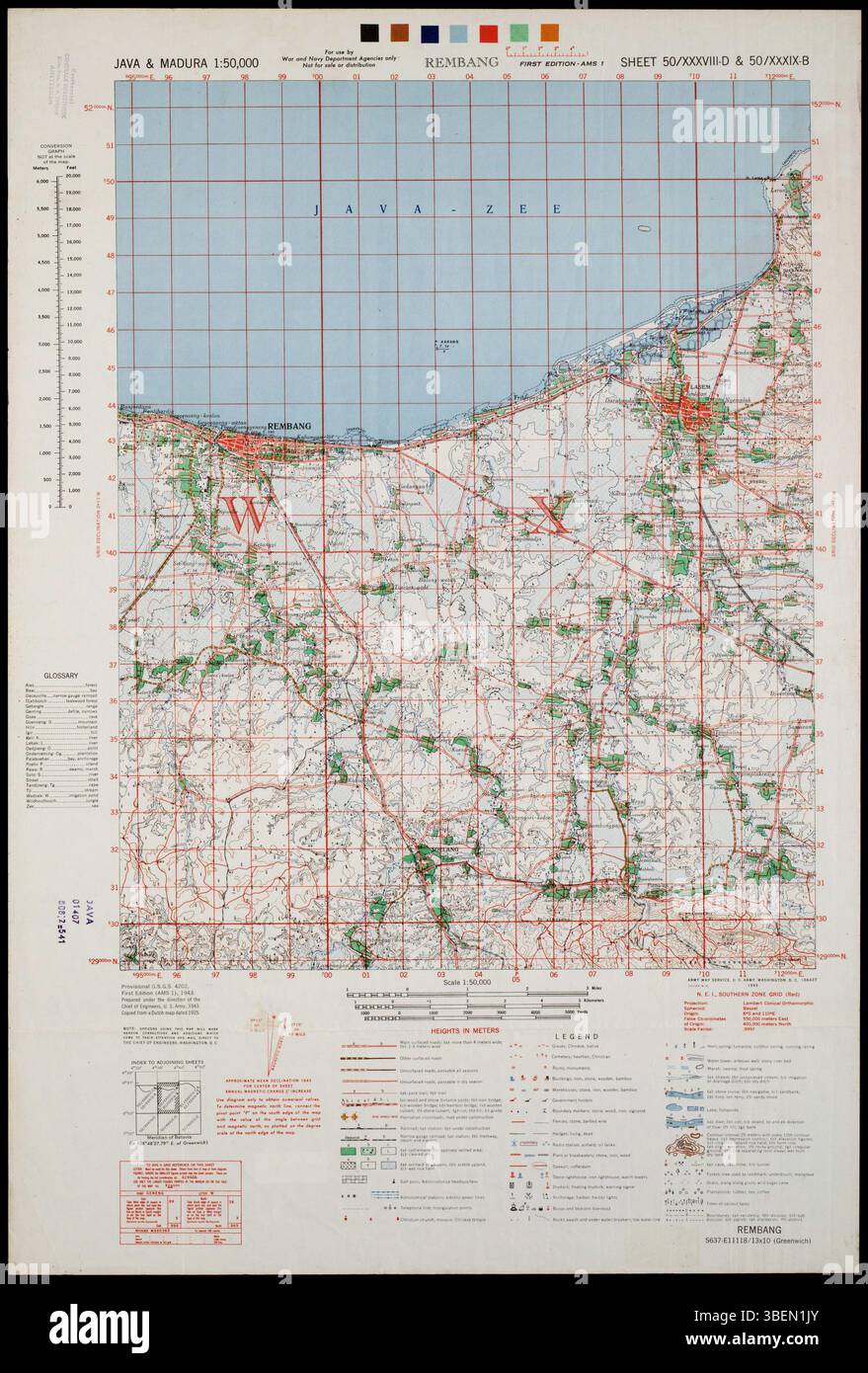 The 1:50,000 scale map of Java and Madura, created by the US Defense ...