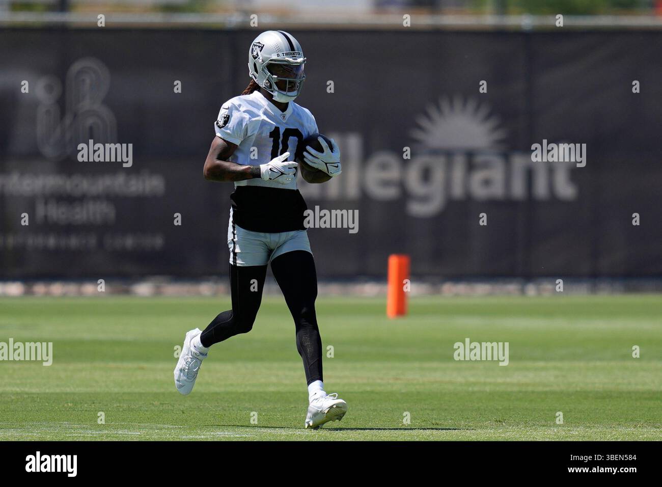 Las Vegas Raiders wide receiver Dont'e Thornton Jr. participates during