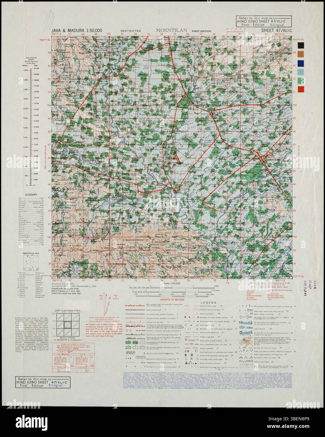 Detailed military map of Java and Madura, created by the US Defence ...